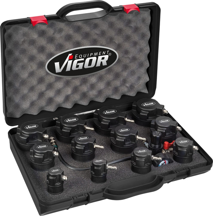 Vigor 13 Piece Turbo System Pressure Tester Set for Motor Vehicles V4304