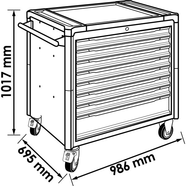 Vigor 775 Pce Tool Trolley Series XD Extra Deep Stainless Steel Worktop with Assortment V4481-XD/775