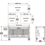Vigor V4481-XXL/929 Tool Trolley Series XXL Stainless Steel Worktop with Tool Assortment, 929 Piece