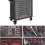 Vigor 375 Piece Tool Trolley Series XL Plastic Worktop with Assortment V4542