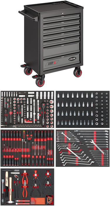 Vigor 344 Pce Tool Trolley Series L with Assortment V4560