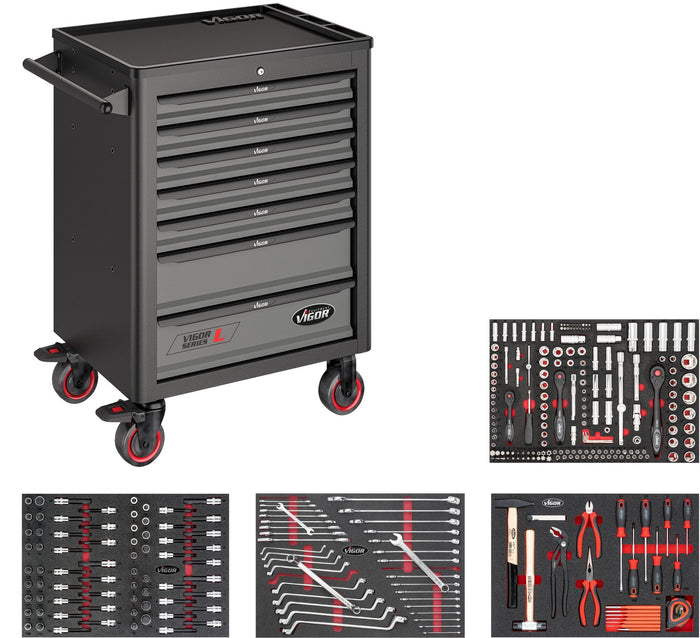 Vigor 317 Pce Tool Trolley Series L with Assortment V5055