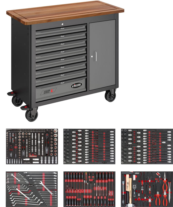 Vigor 375 Piece Mobile Work Bench Series L with Assortment V5158