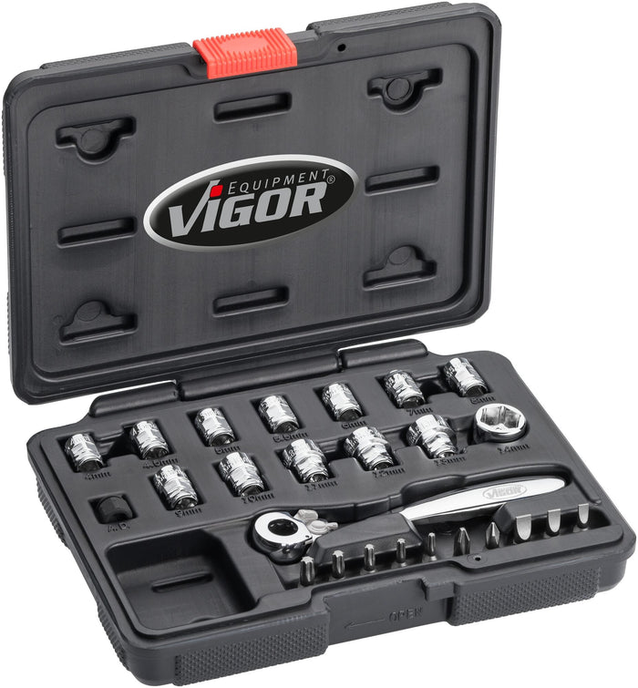 Vigor 25 Piece Socket Set Super Flat V5202