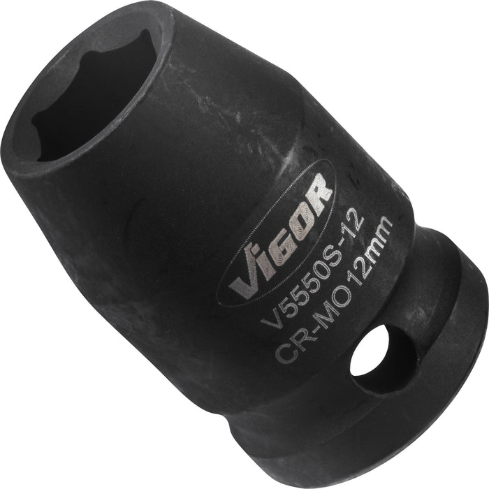Vigor 1/2in Drive 12mm Impact Socket V5550S-12