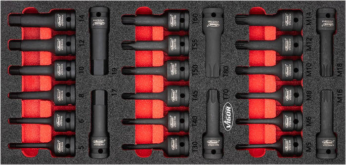Vigor Impact Screwdriver Socket Bit Set V5603 Modular Insert Tray