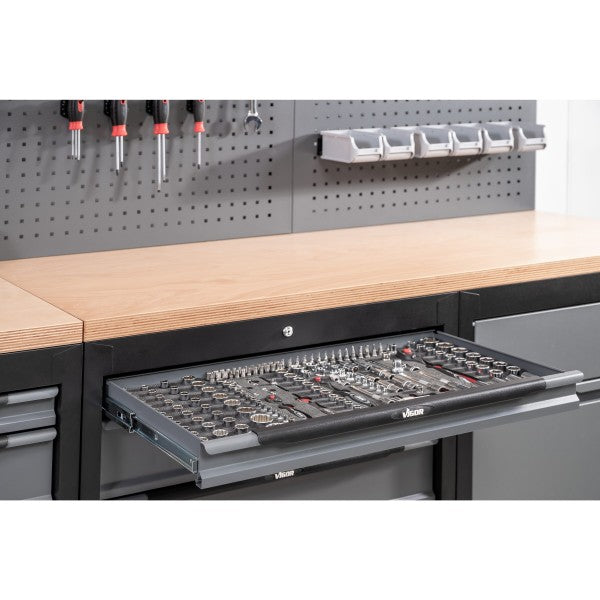 Vigor Mixed Square Drive 42 Piece 12-Point Socket Set V7520  Modular Insert Tray