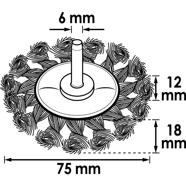 Vigor Wheel Brush Knotted Wire 75mm V6806