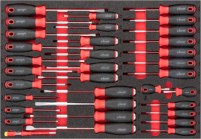 Vigor 34 Pce Screwdriver Set V6813 Modular Insert Tray