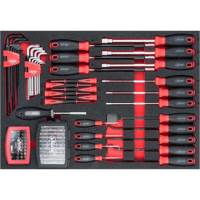 Vigor V4481-XXL/929 Tool Trolley Series XXL Stainless Steel Worktop with Tool Assortment, 929 Piece