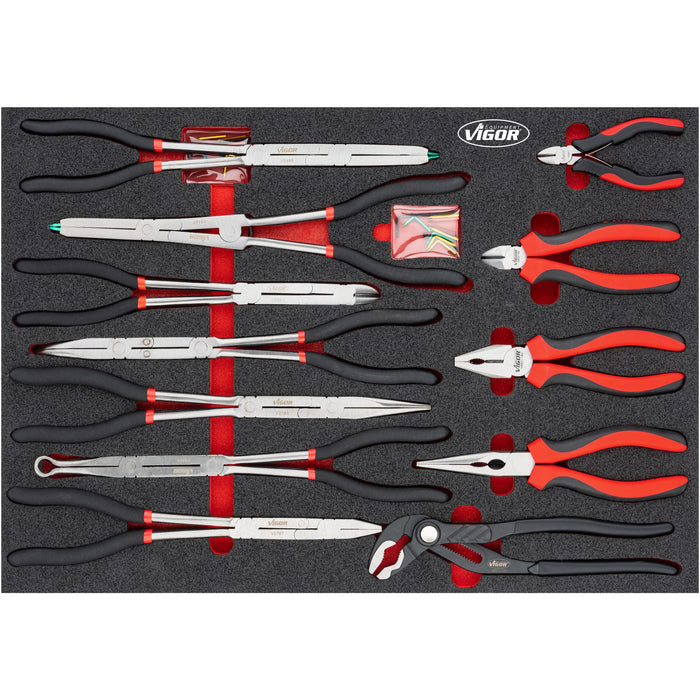 Vigor V4481-XXL/929 Tool Trolley Series XXL Stainless Steel Worktop with Tool Assortment, 929 Piece