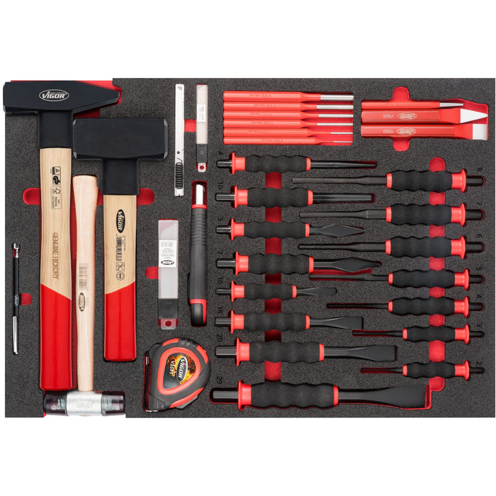 Vigor V4481-XXL/929 Tool Trolley Series XXL Stainless Steel Worktop with Tool Assortment, 929 Piece