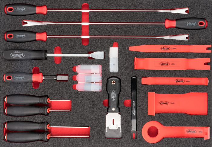 Vigor 41 Pce Scraper and Release Lever Set V6818 Modular Insert Tray