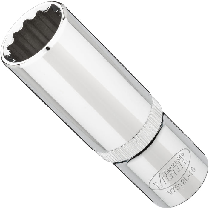 Vigor 1/2in Drive 18mm 12 Point Socket V7512L-18