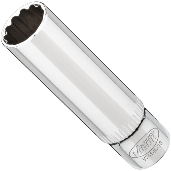 Vigor 1/4in Drive 10mm 12 Point Socket Long V7514L-10