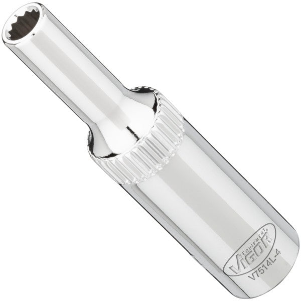 Vigor 1/4in Drive 4mm 12 Point Socket Long V7514L-4