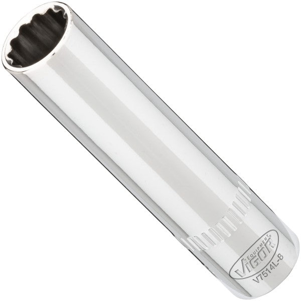 Vigor 1/4in Drive 9mm 12 Point Socket Long V7514L-9