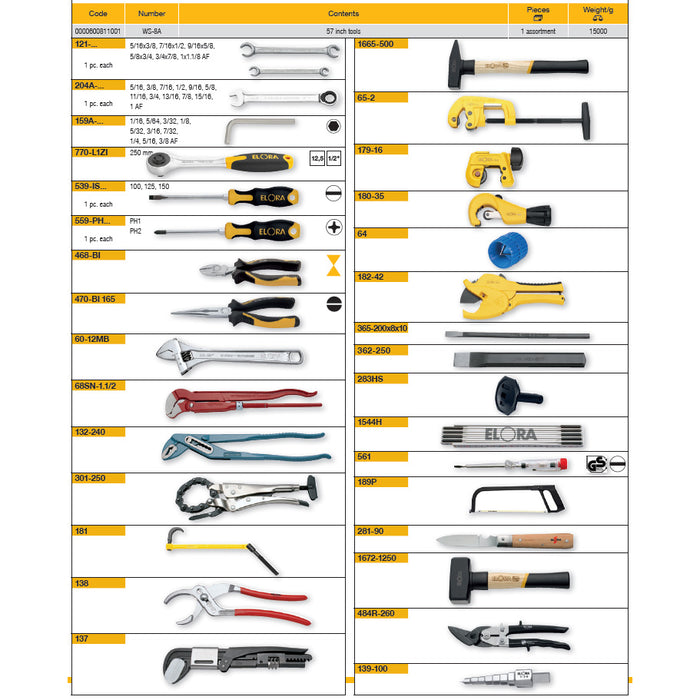 Elora Tool Assortment 57 Pce WS-8A