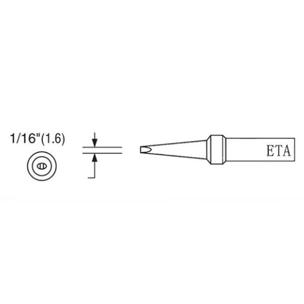 Plato Soldering Tip ETA 1.6mm to Suit Weller