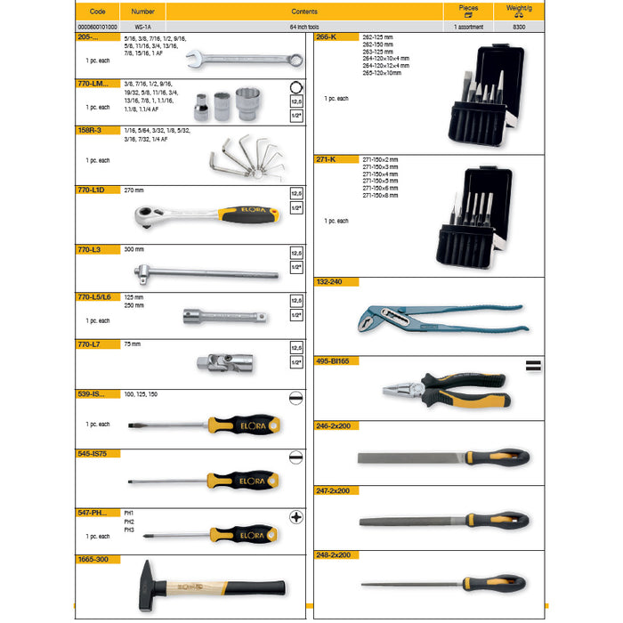 Elora Tool Assortment 64 Pce WS-1A