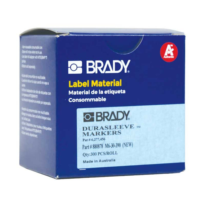 Brady M6-30-390 Durasleeve Wire Marking Inserts B-390 White Roll of 300