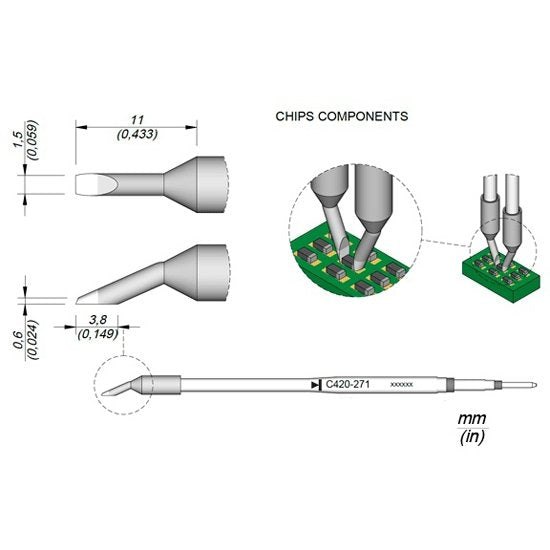 JBC C420271 1.5mm Chip Component Cartridge Tip
