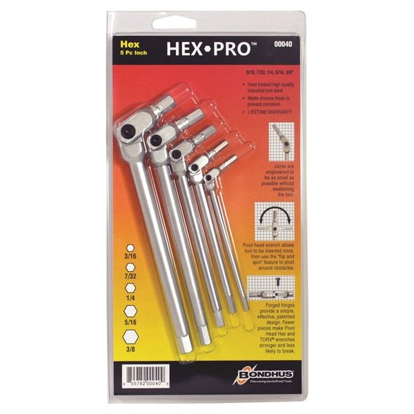 Bondhus 00040 Hex Pro™ Pivot Head Inch Hex Wrench Set 3/16