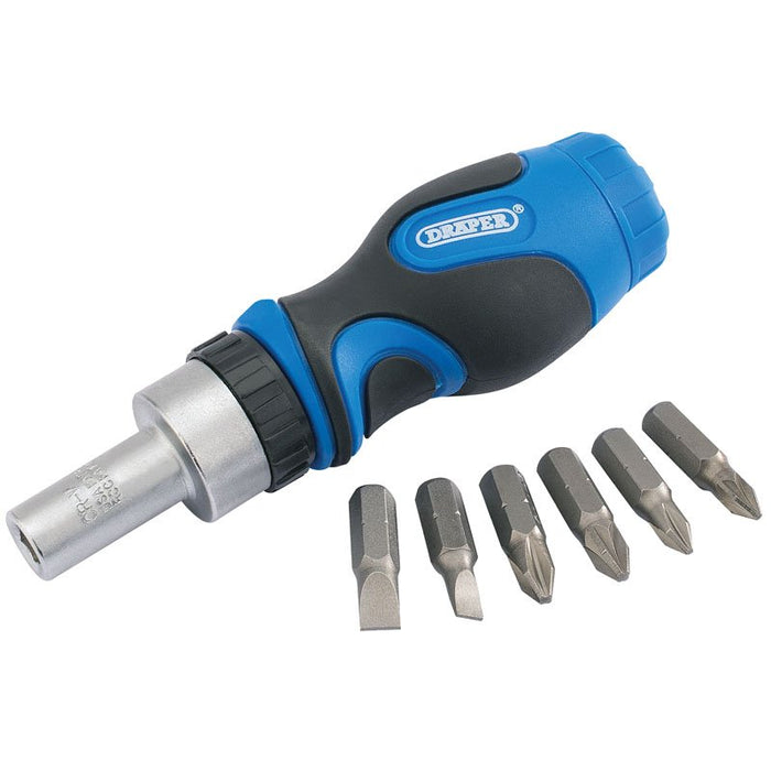Draper Tools Stubby Ratchet Screwdriver and Bit Set (7 Piece)
