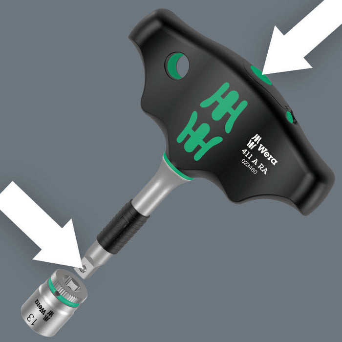 Wera 411 A RA T-Handle Adapter Screwdriver with Ratchet Function 1/4
