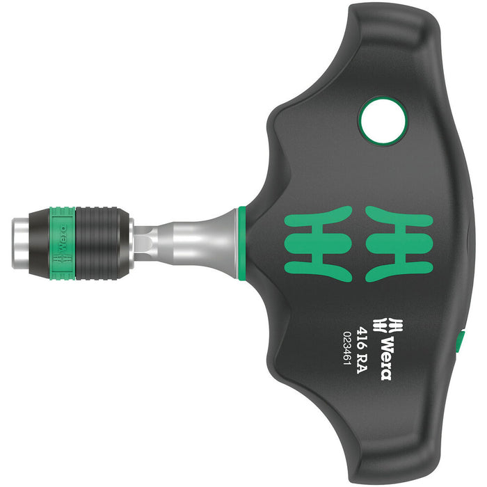 Wera 416 RA T-Handle Bitholding Screwdriver with Ratchet Function & Rapidaptor Quick-Release Chuck