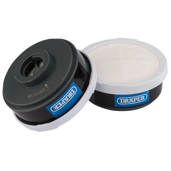 Draper Tools Spare A1P2 Filters (2) for Combined Vapour and Dust Respirator 03030
