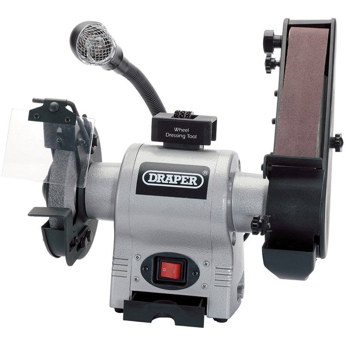 Draper Tools 150mm Bench Grinder with Sanding Belt and Worklight (370W)