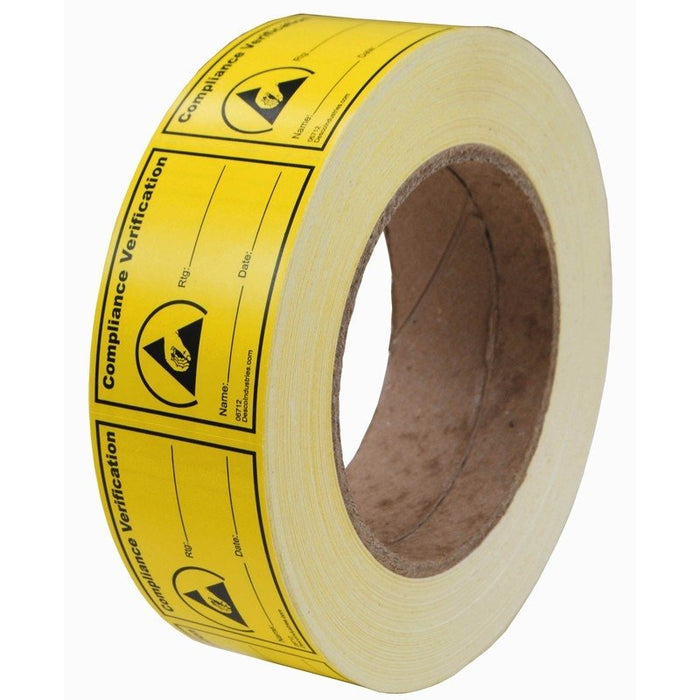 Desco 06712 Compliance Verification Label, 38mm x 51mm, Permanent, 1000/RL