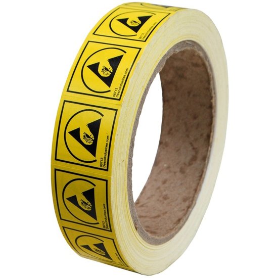 Desco 06713 ESD Protective Symbol Label, 25mm x 25mm, Permanent, 1000/RL