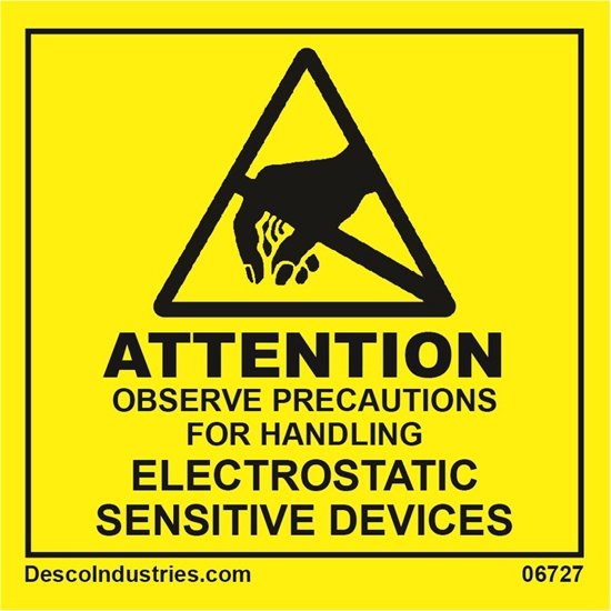 Desco 06727 MIL 129N Attention Label, 51mm x 51mm, 500/RL