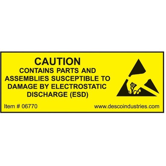 Desco 06770 Equipment Containing ESDS Label, 19mm x 51mm, 500/RL 