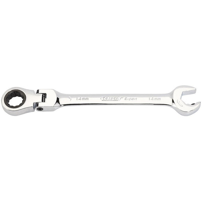 Draper Tools Metric Combination Spanner with Flexible Head and Double Ratcheting Features (14mm)