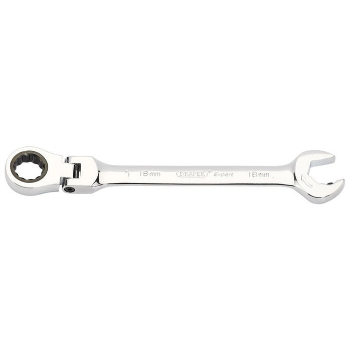 Draper Tools Metric Combination Spanner with Flexible Head and Double Ratcheting Features (18mm)