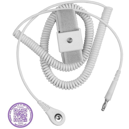 Desco 09235 Jewel Adjustable Elastic Wrist Strap with 3.0m Coil Cord, Clean Pack