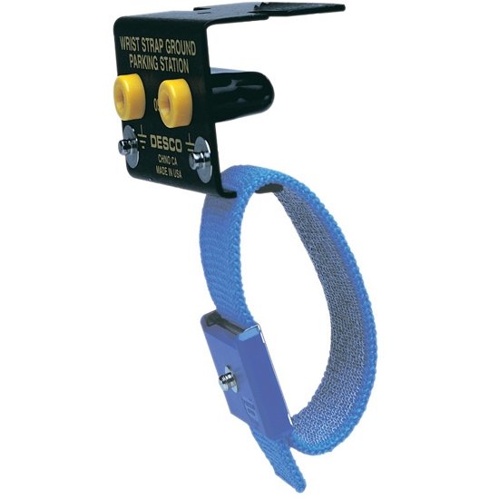 Desco 09741 Wrist Strap Bench Ground with 4mm Studs, Wrist Strap Holder