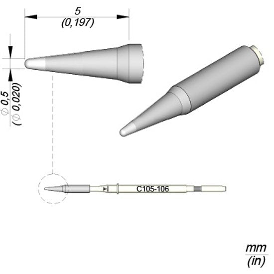 JBC 0.5mm Conical Nano Cartridge Tip