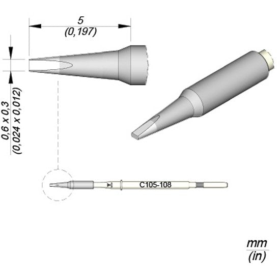 JBC 0.6x0.3mm Chisel Nano Cartridge Tip