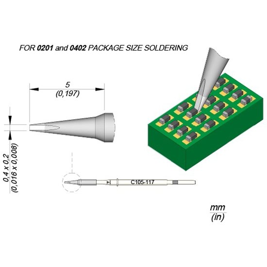 JBC 0.4x0.2mm Chisel Nano Cartridge Tip