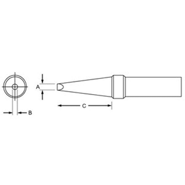 Weller Tip Soldering Single Flat 700Â°F 2.4mm for WTCPS/7 + TC Series