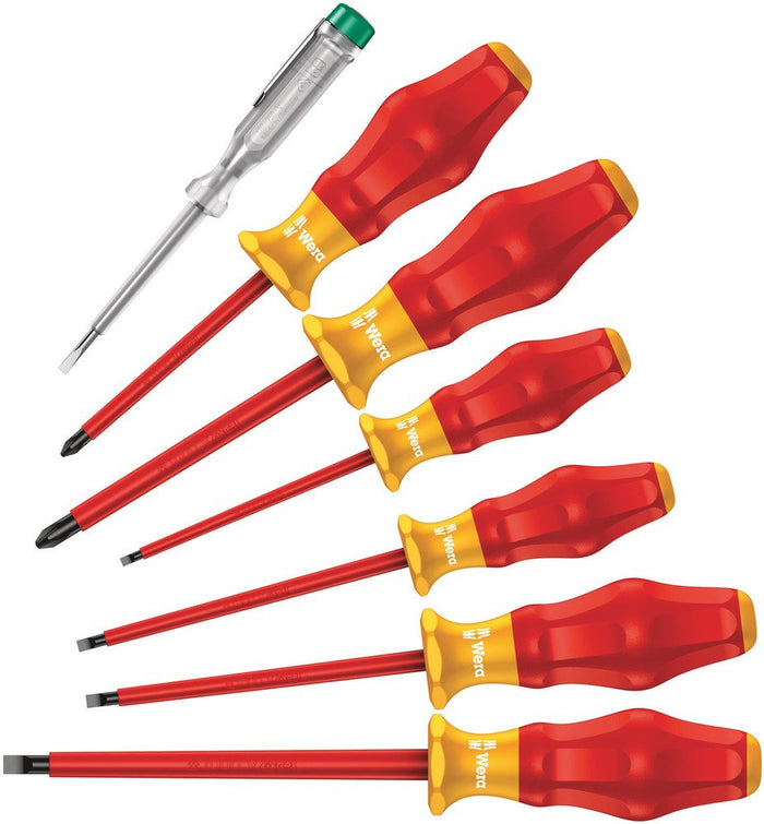 Wera 1160 I/7 Safety Screwdriver Set Kraftform Comfort VDE & Voltage Tester 7 Pce 031575