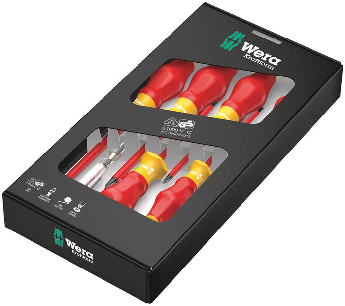 Wera 1160 I/7 Safety Screwdriver Set Kraftform Comfort VDE & Voltage Tester 7 Pce 031575