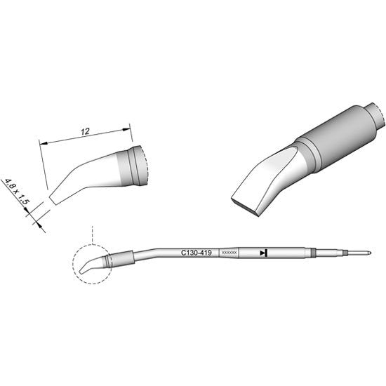 JBC 4.8mm Bent Conical Solder Feed Cartridge Tip