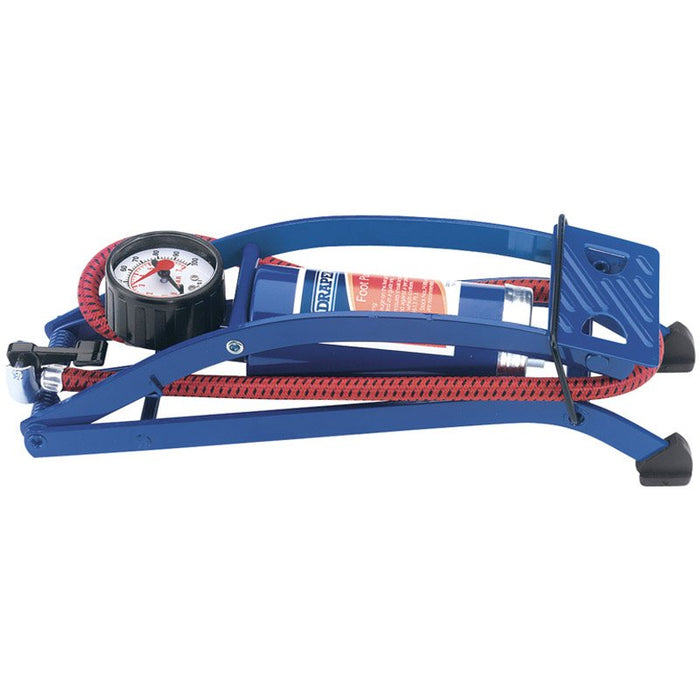 Draper Tools Single Cylinder Foot Pump with Pressure Gauge