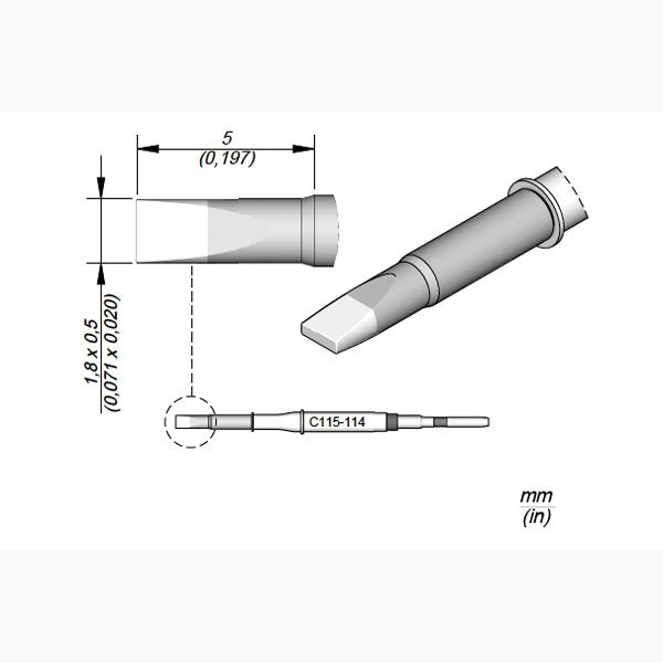 JBC Cartridge Chisel 1.8x0.5