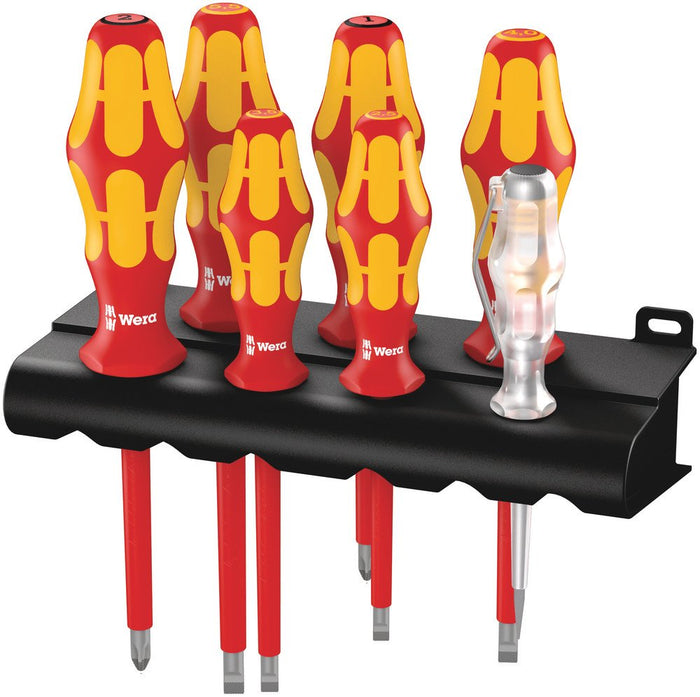Wera 160 I/165 I/7 VDE Screwdriver Set Voltage Tester And Rack 7 Pce 006148